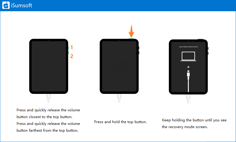 Put an iPad without Home button into removery mode