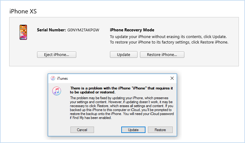 Restore iPhone with iTunes