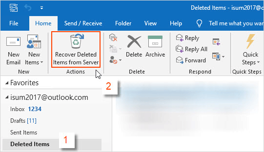 how to recover deleted email folder outlook