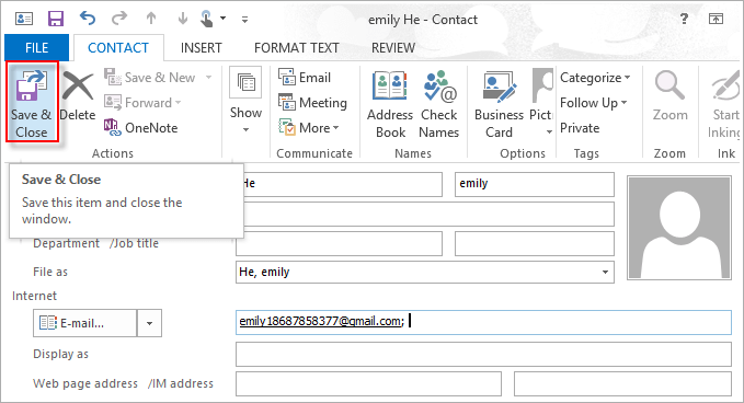 add new contact form address book