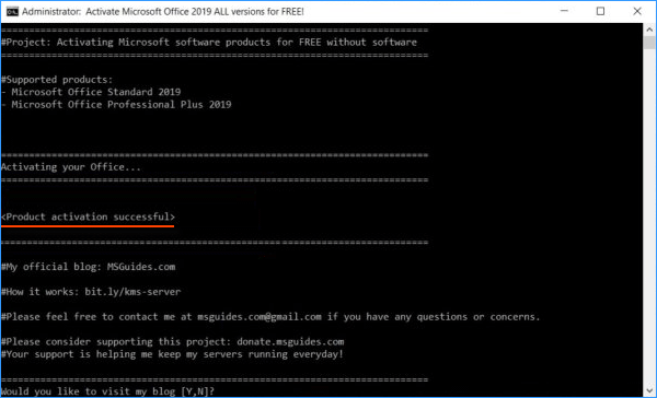 ms office 2019 activation with cmd