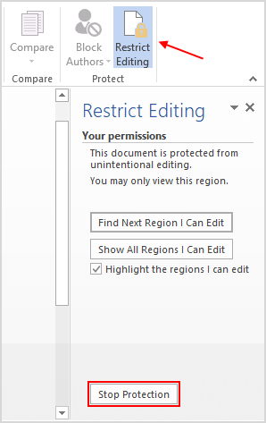 how to edit a document that is protected in word