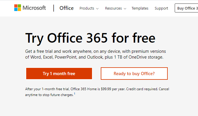 30 day free trial microsoft office 365 personal