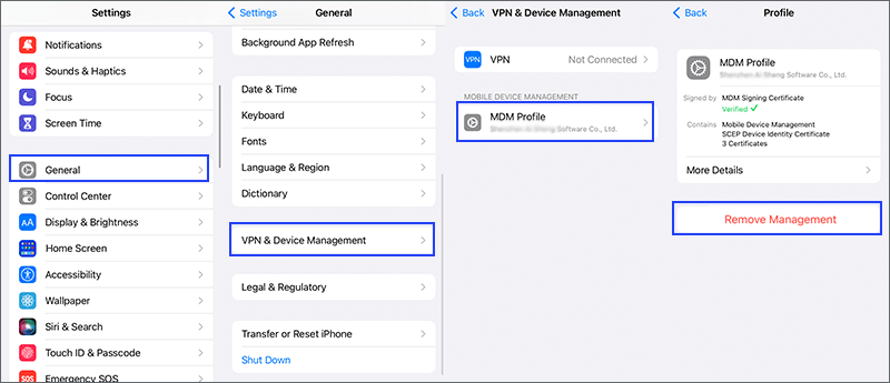 Remove MDM Profile from iPhone Settings