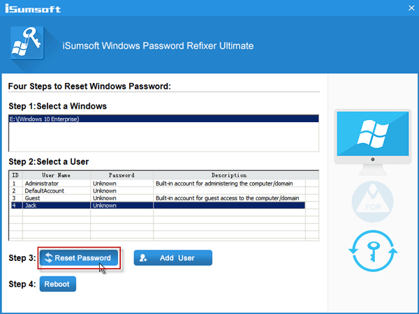 window forgot password factory reset