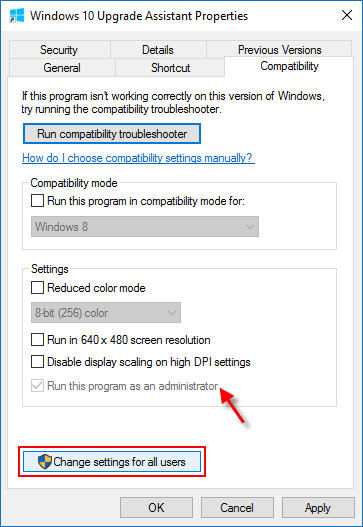 Change settings for all users