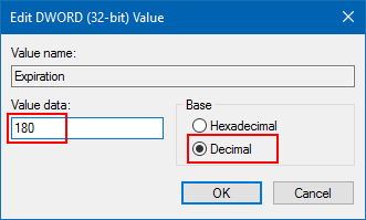 Change expiration value data