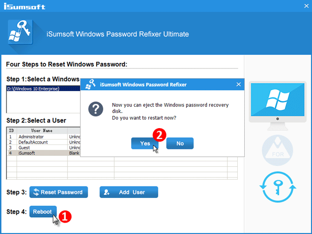 click reboot and remove disk