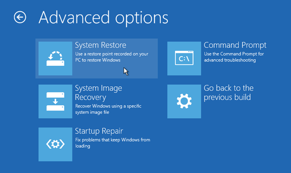 Click System Restore