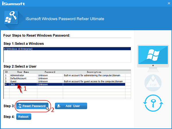 Click Reset Password