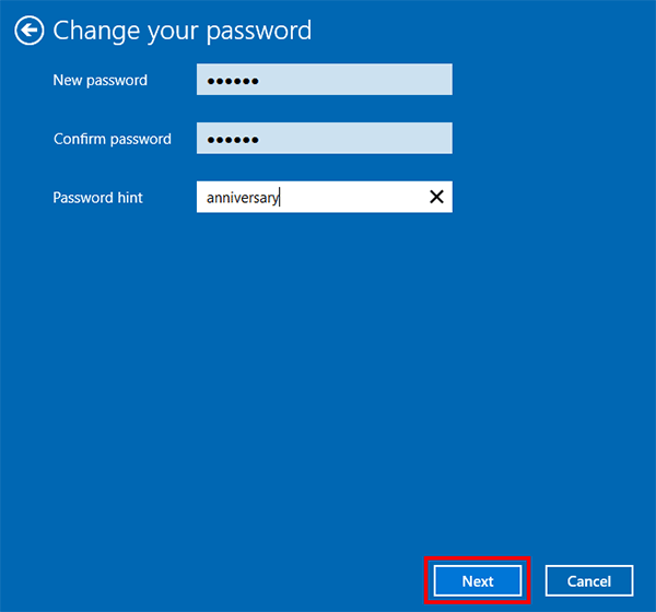 enter new password