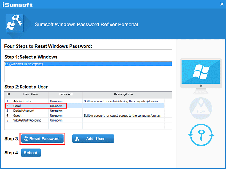 reset password