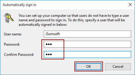 Type user name and password