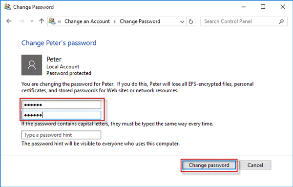 Type new password