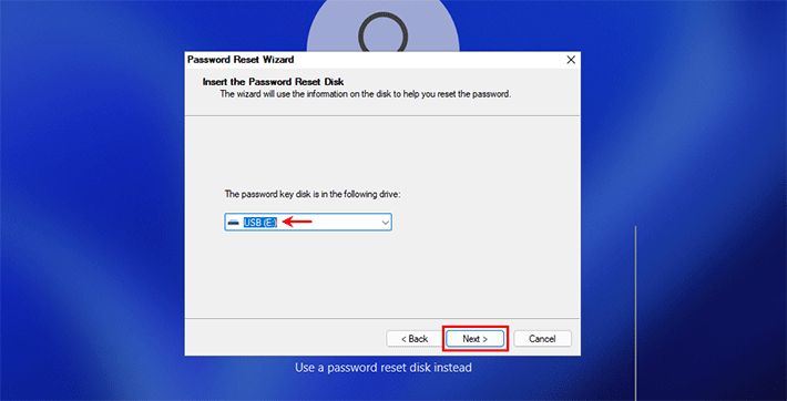 confirm USB flash drive and click Next