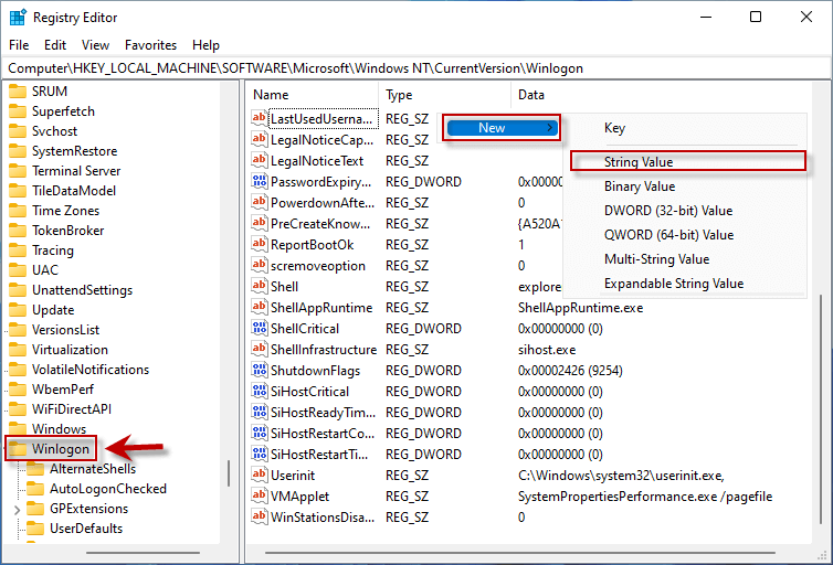 enter Winlogon folder in Registry and set your default account name