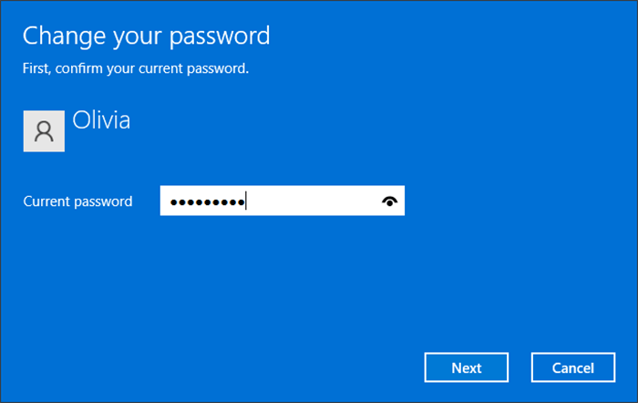 enter your current password