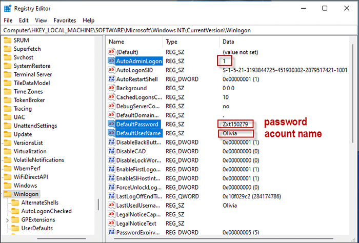 set your Windows automatically log in with default account and password