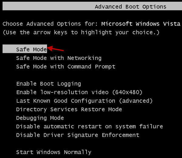 Windows Vista Safe Mode