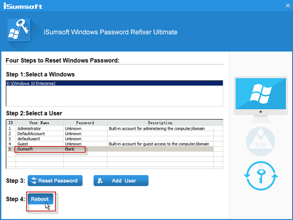 Click Reboot to restart Lenovo ThinkPad tablet