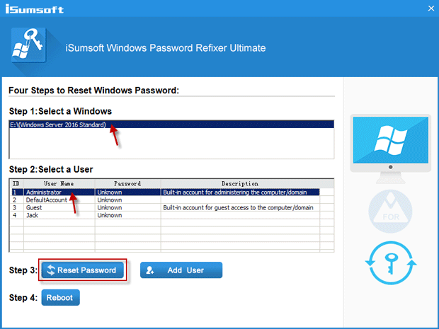 Click Reset Password