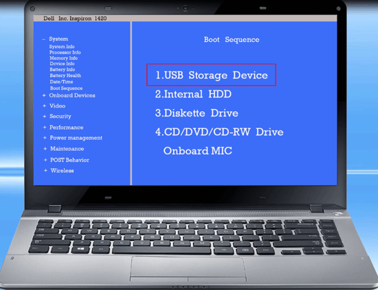 boot dell laptop from usb