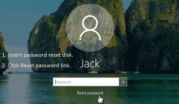 click reset password link