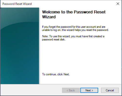 Password reset wizard