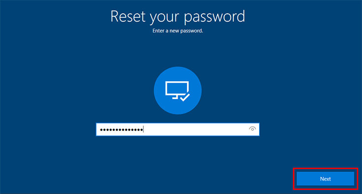 type your new password