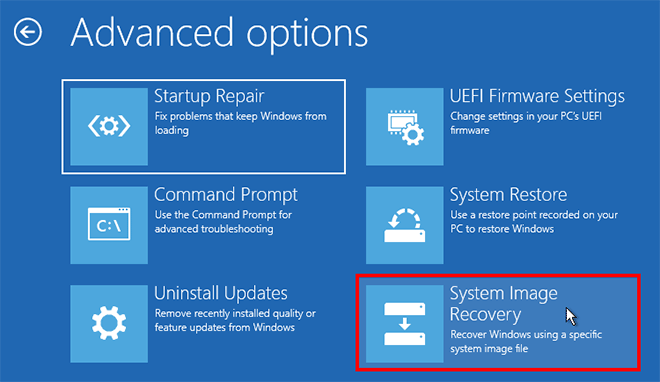 select System Image Recovery