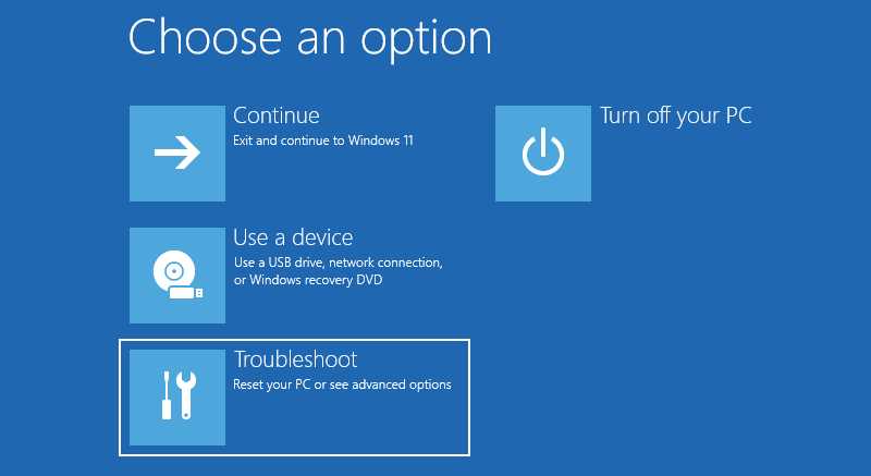 Click Troubleshoot