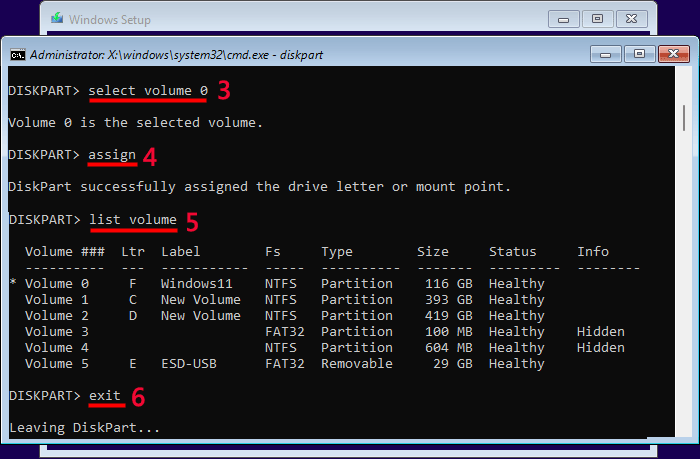 assign drive letter for your OS volume