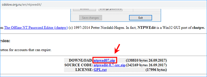 download ntpwedit.zip to USB drive