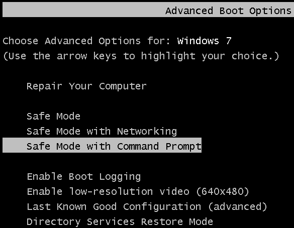 Safe Mode with Command Prompt