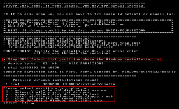 Select Disk Partition