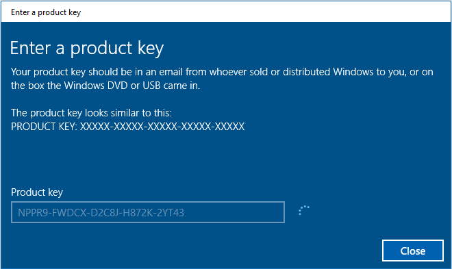 enter a product key