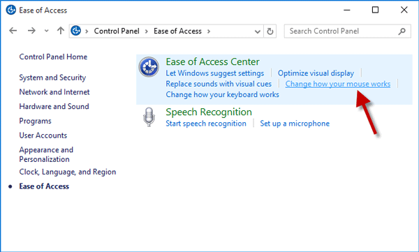 Click Change how your mouse works
