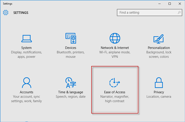 Click Ease of Access