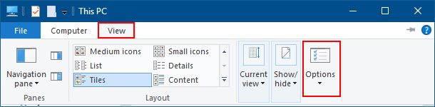 Open Folder Options