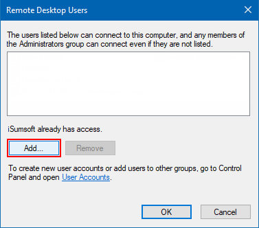 Add Remote Desktop users