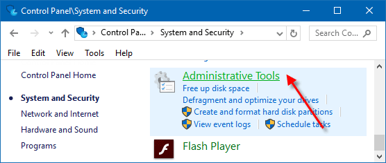 Open Administrative Tools