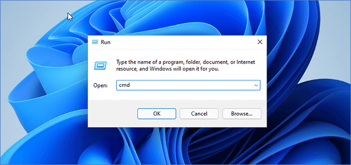 enter cmd in Run window 