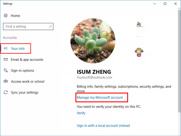 Manage Microsoft Account