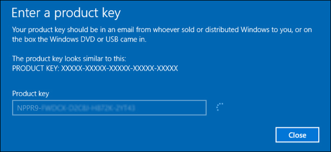 Enter a product key