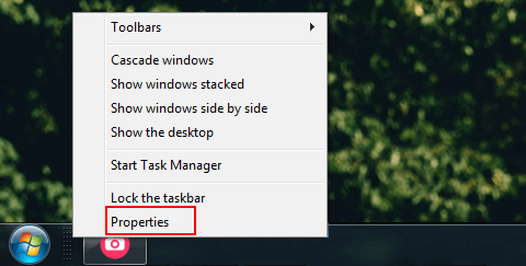 Taskbar properties