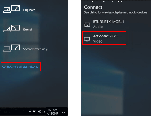 Connect to a wireless display