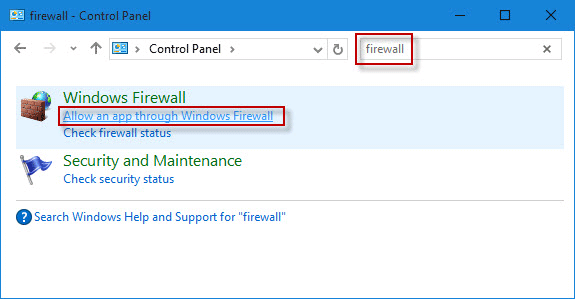 Allow app through firewall