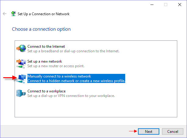 Manually connect to a wireless network