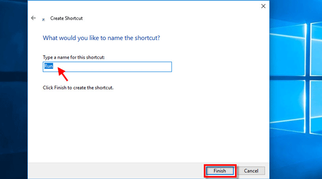 name the shortcut Run