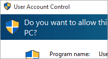 Disable user account control